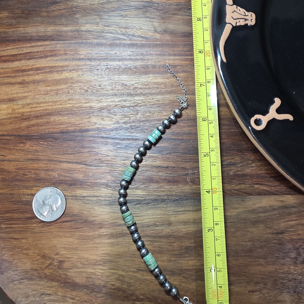 Green Turquoise And Sterling Women's Bracelet - Picture 2 of 2